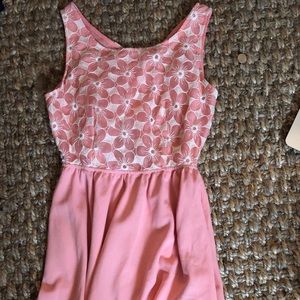 Pink floral and lace dress